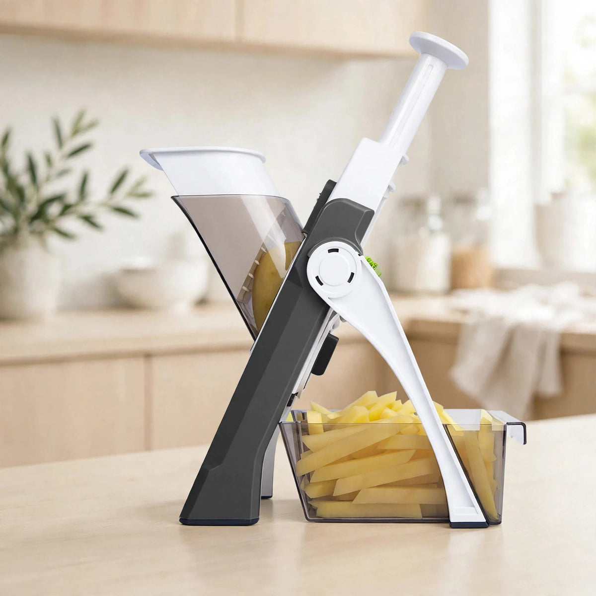 Manual Vegetable Cutter in a bright modern kitchen